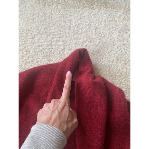 READ! White + Warren Sz S Women's Long Sleeve Cashmere Cardigan Sweater Red Soft - Picture 7 of 8